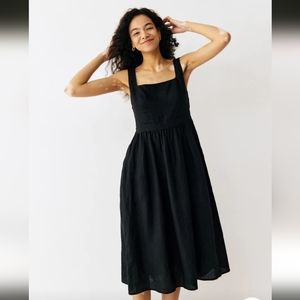 Winnie 100% Linen Square-Neckline Sleeveless Midi-Dress